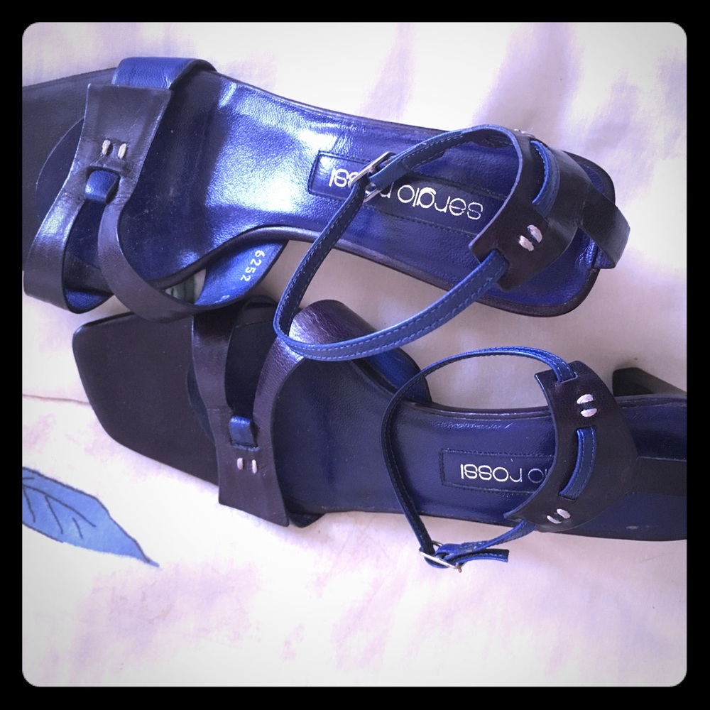 Sergio Rossi blue and plum sandals size 5